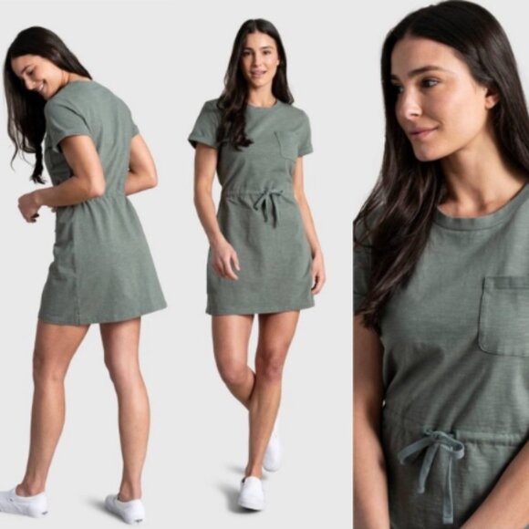 IMPACT United by Blue Organic T-Shirt Dress with Pocket Moss Green Mini Size M - Picture 1 of 5